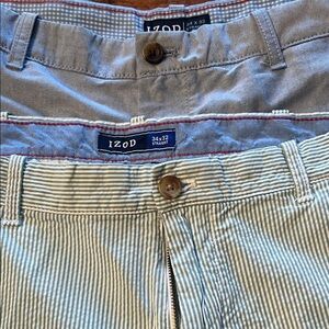 Izod Blue and White Striped Pants 34x32 — both for $75